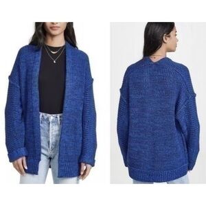 Free People High Hopes Open Front Cardigan in Forever Blue Combo Size S